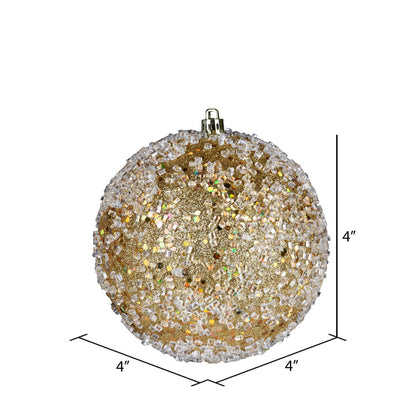 Vickerman 4" Gold Glitter Hail Ball Ornament 6 per Bag