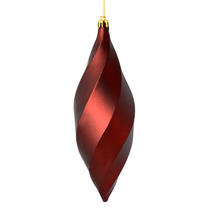 Vickerman 8" Burgundy Matte Swirl Finial Ornament Pack of 6