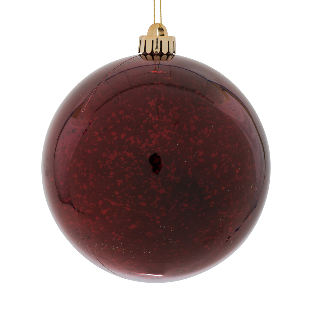 Vickerman 6" Burgundy Mercury Ball Ornament 4 per Bag.