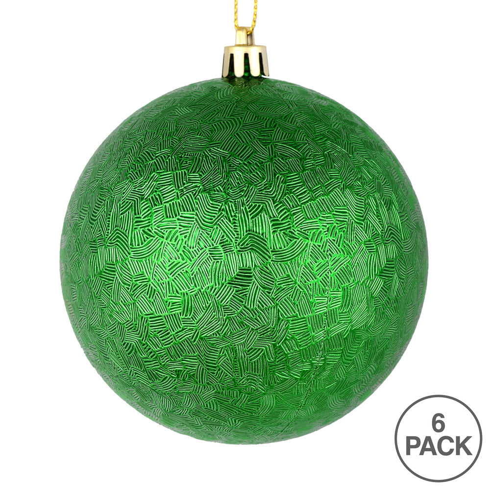 Vickerman 4" Green Brushed Ball Ornament 6 per Bag