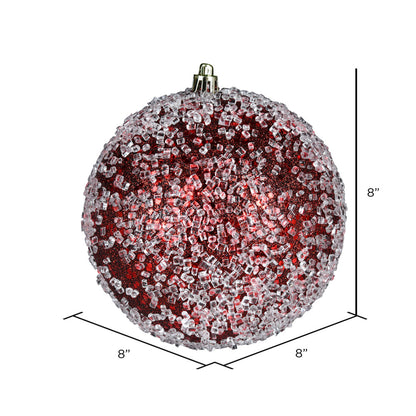Vickerman 8" Burgundy Glitter Hail Ball Ornament