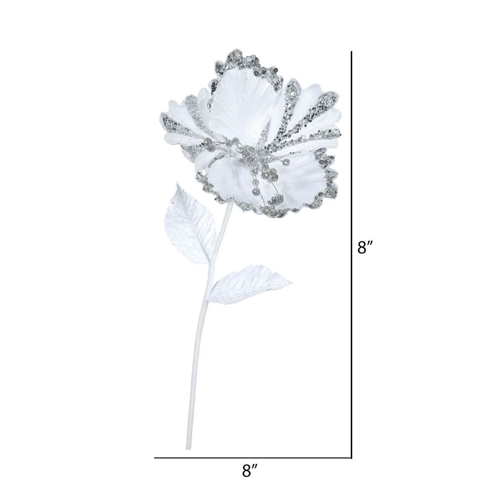 Vickerman 23" White Hibiscus Artificial Christmas Pick 3 per Bag
