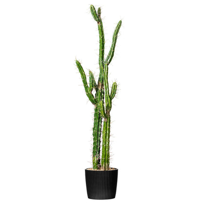 Vickerman 46" Artificial Green Cactus Black Plastic Planters Pot.