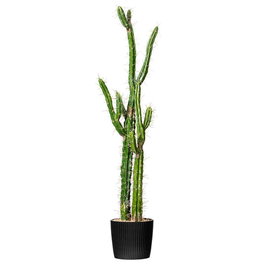 Vickerman 46" Artificial Green Cactus Black Plastic Planters Pot.