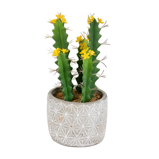 Vickerman 12" Artificial Green Cactus in Cement Pot.