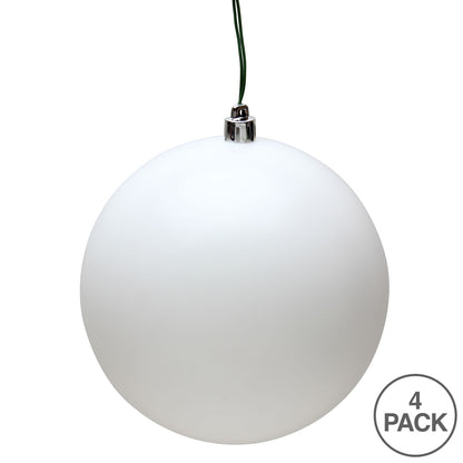 Vickerman 6" White Matte Ball Ornament 4 per Bag