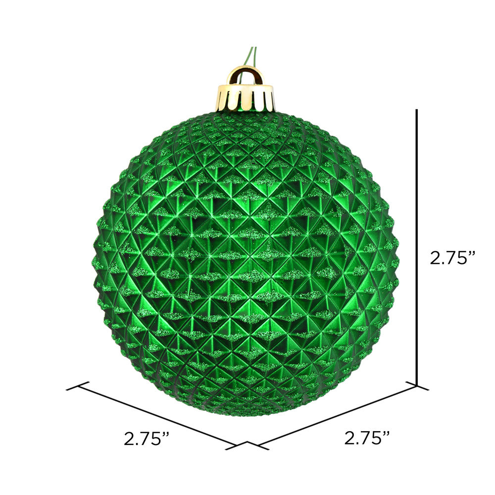 Vickerman 2.75" Green Durian Glitter Ball Ornament 12 per Bag