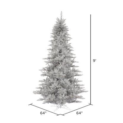 Vickerman 9' Silver Tinsel Fir Artificial Christmas Tree Unlit