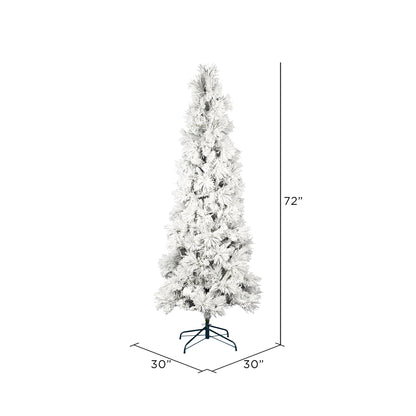 Vickerman 6' x 30" Unlit Flocked Atka Pine Pencil Artificial Christmas tree