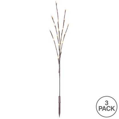Vickerman 60 Warm White Twinkle Wide Angle LED Christmas Twig Light Set on Brown Wire Pack of 3
