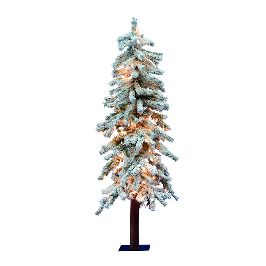 Vickerman 4' Flocked Alpine Artificial Christmas Tree Clear Dura-Lit lights