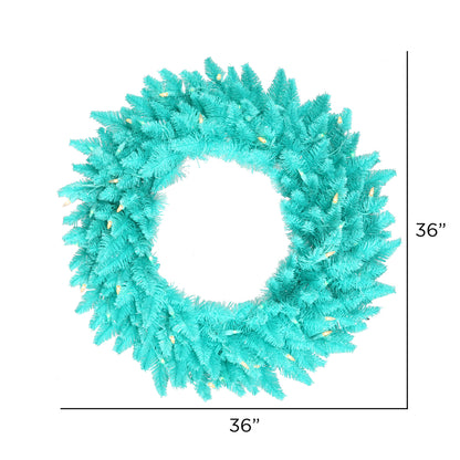 Vickerman 36" Aqua Fir Artificial Christmas Wreath Aqua Dura-Lit LED lights.