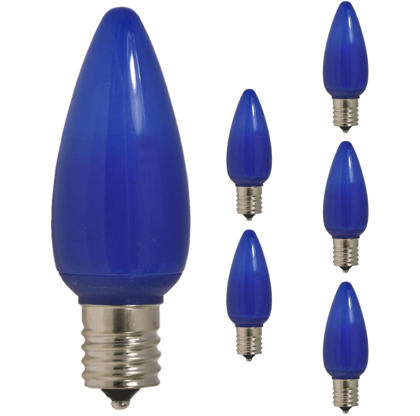 Damar- C9 LED Replacement Christmas Light Bulb Twinkle Solid Blue 0.96W E17 Intermediate Base 100-130V Pack of 6- Commercial Grade Shatterproof String Colored Light for Patio Holiday Xmas Decoration