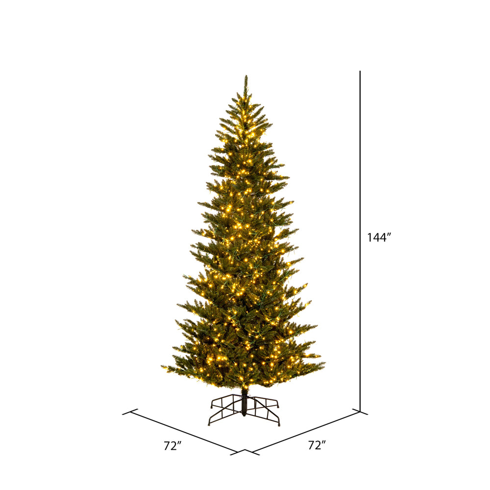 Vickerman 12' x 72" Natural Slim Fraser Fir Artificial Christmas Tree 3mm LED Color Changing Lights