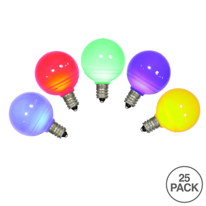 Vickerman G40 Multi Ceramic LED Nickel Base Bulb E12 120V  .6 Watts 25 Bulbs per Pack.