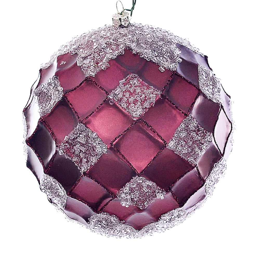 Vickerman 4.75" Burgundy Net Beaded Ball 3 per Bag