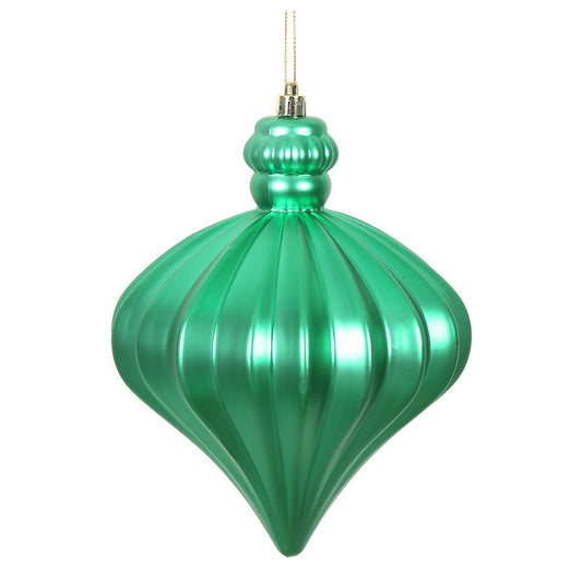 Vickerman 6" Seafoam Matte Onion Drop Ornament with drilled and wired caps. Comes 4  per Bag.
