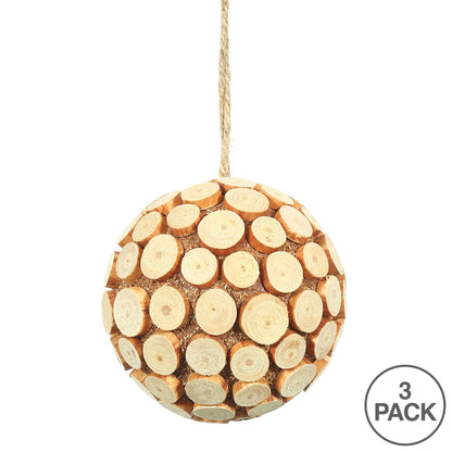 Vickerman 4" Pine Chip Ball Ornament 3 per Box