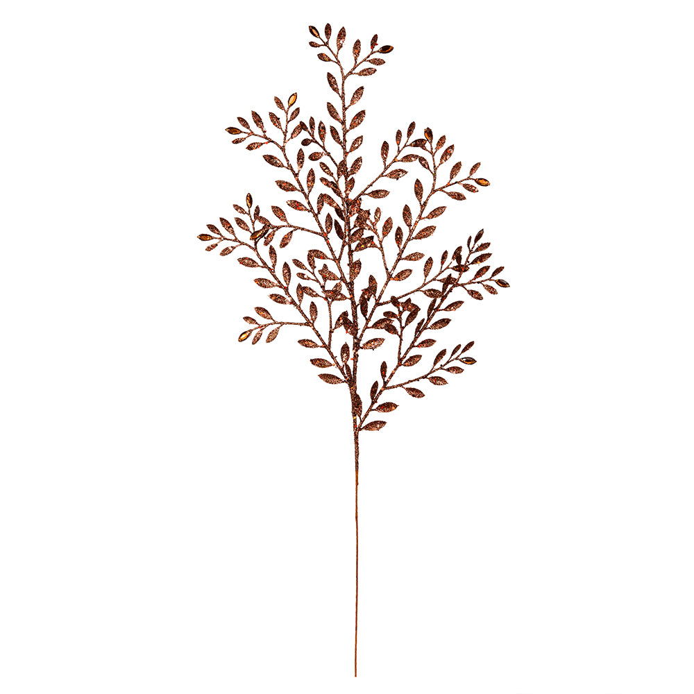 Vickerman 25" Chocolate Ruscus Glitter Artificial Christmas Spray with Jewel. Includes 12 sprays per pack.