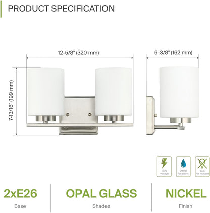 ASD Lighting 2-light Vanity Light 2xE26 60W 120V Satin Nickel ETL