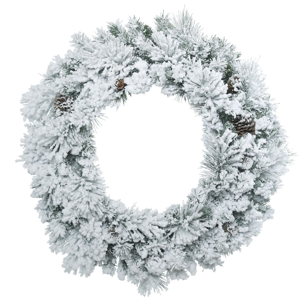 Vickerman 30" Flocked Ashton Pine Artificial Christmas Wreath Unlit