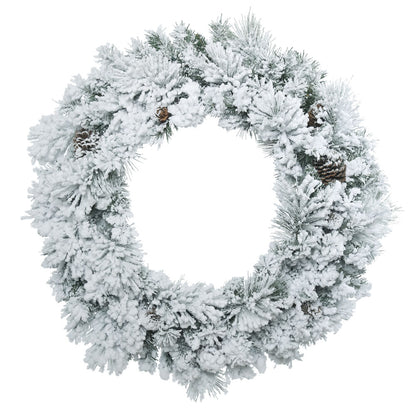 Vickerman 30" Flocked Ashton Pine Artificial Christmas Wreath Unlit