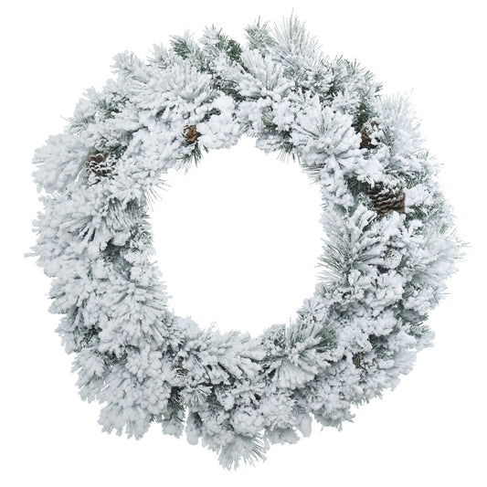 Vickerman 30" Flocked Ashton Pine Artificial Christmas Wreath Unlit