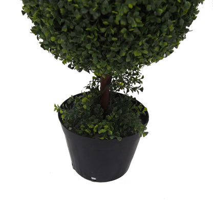Vickerman 4' Artificial Potted Triple Ball Green Boxwood Topiary.