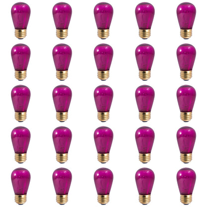 BULBRITE INCANDESCENT S14 MEDIUM SCREW (E26) 11W DIMMABLE LIGHT BULB TRANSPARENT PINK 25PK (701611)