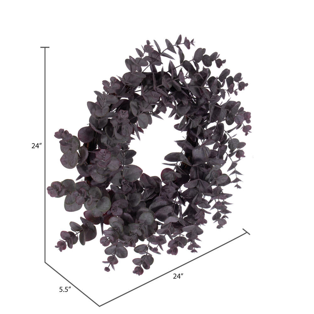 Vickerman 24" Artificial Burgundy Spiral Eucalyptus Wreath
