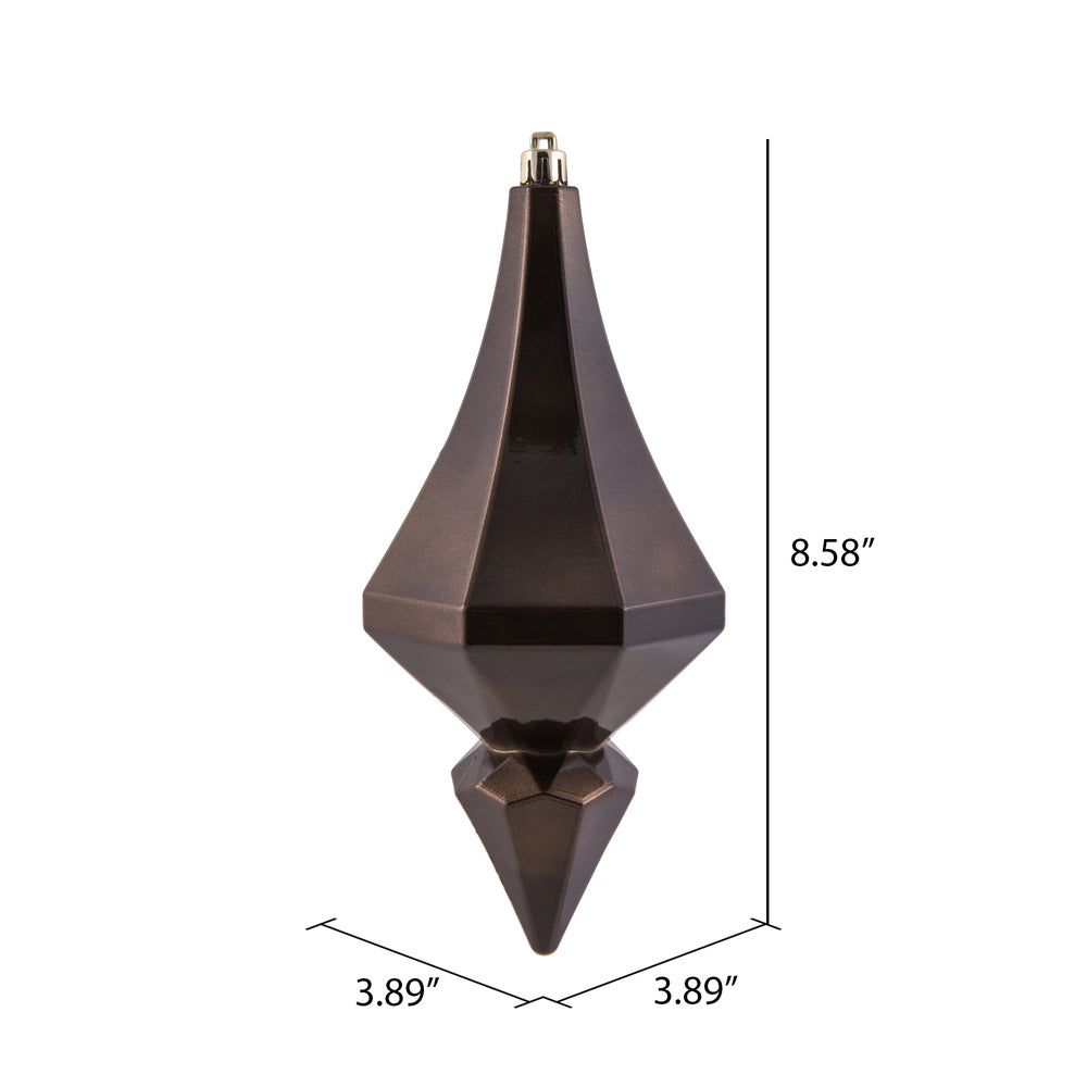 Vickerman 8" Chocolate Candy Finish Diamond Finial Ornament Pack of 2