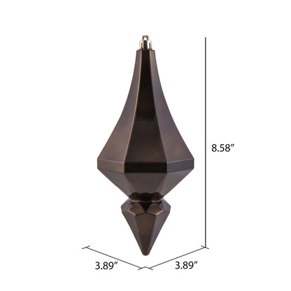 Vickerman 8" Chocolate Candy Finish Diamond Finial Ornament Pack of 2