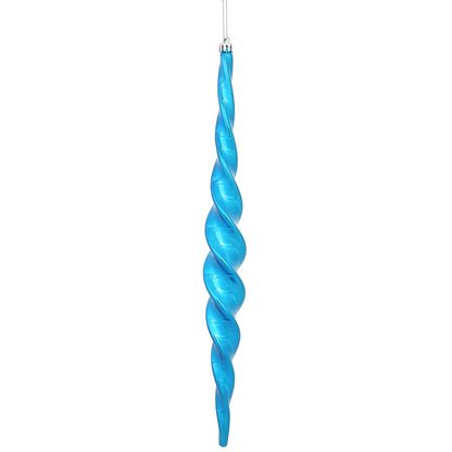 Vickerman 14.6" Blue Shiny Spiral Icicle Christmas Ornament Pack of 2