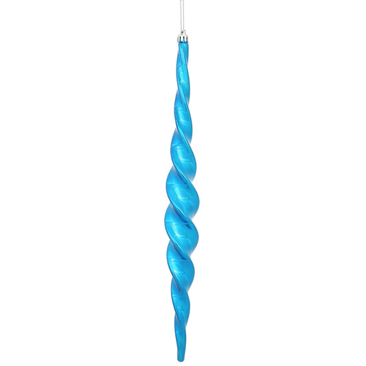 Vickerman 14.6" Blue Shiny Spiral Icicle Christmas Ornament Pack of 2