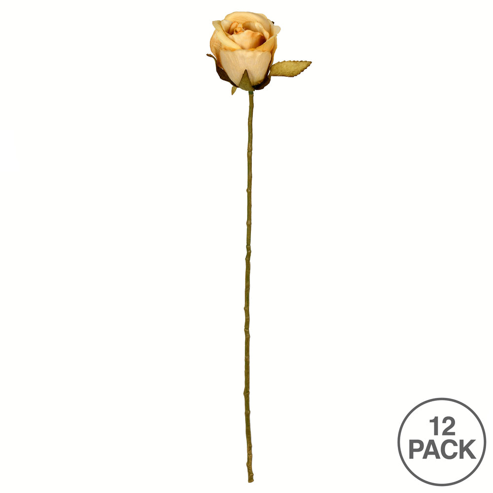 Vickerman 18" Artificial Mustard Rose Stem 12 per Bag