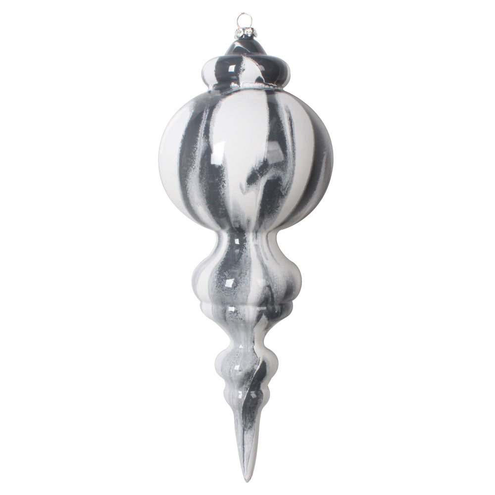 Vickerman 10" Gray and White Marble Finial Ornament Pack of 2