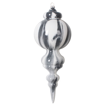 Vickerman 10" Gray and White Marble Finial Ornament Pack of 2
