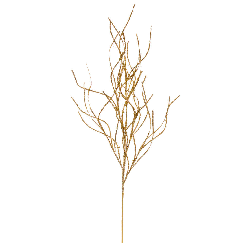 Vickerman 40" Gold Berry Cluster and Wavy Glitter Ball Spray 4 per bag.