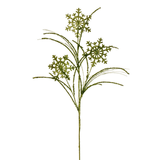 Vickerman 31" Lime Snowflake Glitter Spray 6 per bag.