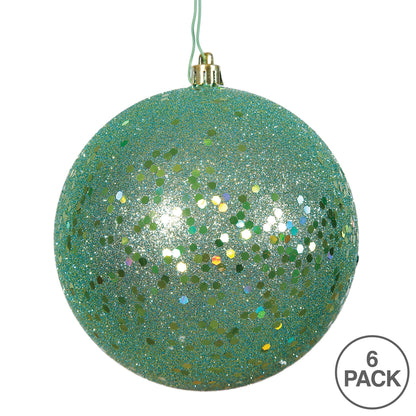 Vickerman 4" Seafoam Sequin Ball Ornament 6 per Bag