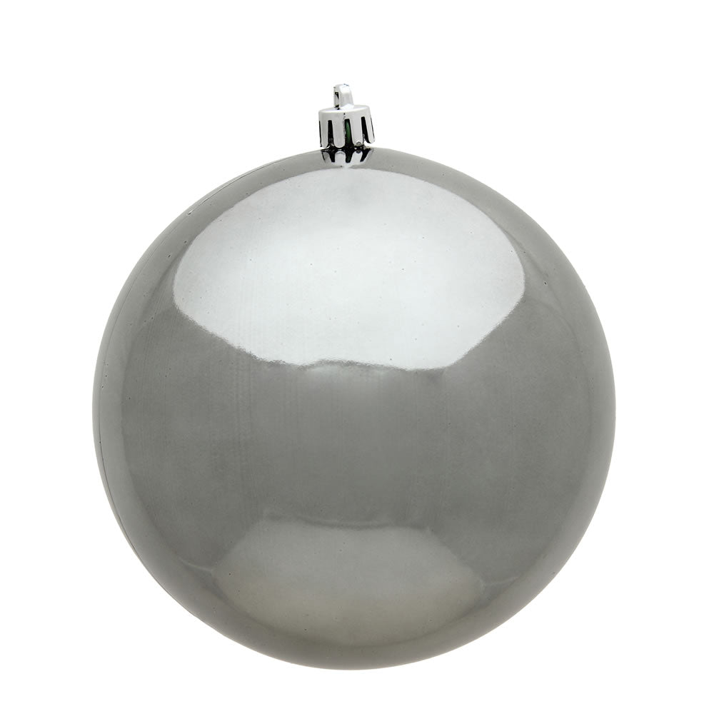 Vickerman 4.75" Pewter Shiny Ball Ornament 4 per Bag