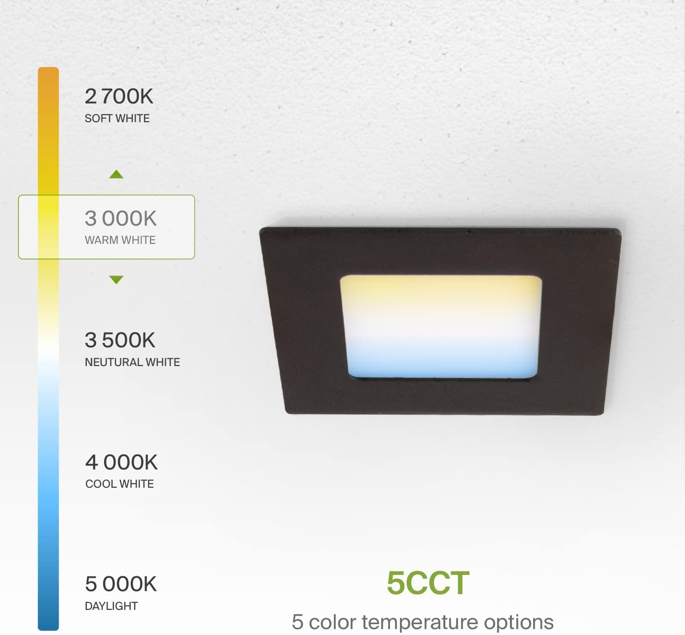 ASD Lighting LED Recessed Mini Panel Square 3inch 6W 120V Triac 2700/3000/3500/4000/5000K Bronze UL Energy Star 6 pack