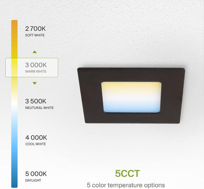 ASD Lighting LED Recessed Mini Panel Square 3inch 6W 120V Triac 2700/3000/3500/4000/5000K Bronze UL Energy Star 6 pack