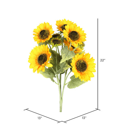 Vickerman 22" Artificial Yellow Sunflower Bush.