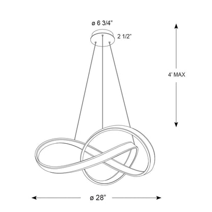 DALS Lighting Twirl 28" 3000K and 5CCT Selectable LED Ribbon Pendant