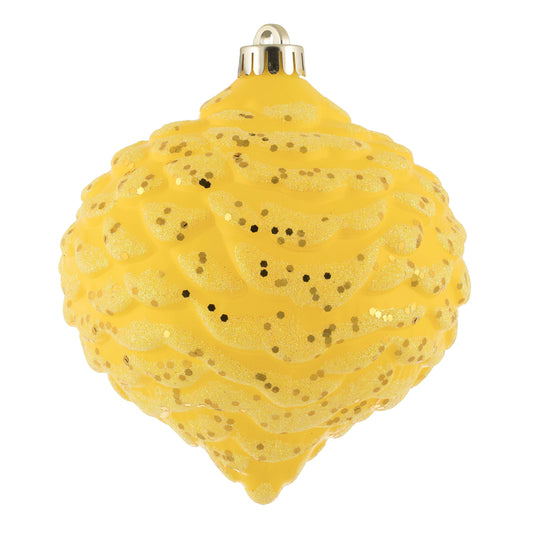 Vickerman 6" Yellow Glitter Pinecone Christmas Ornament 6 per Bag