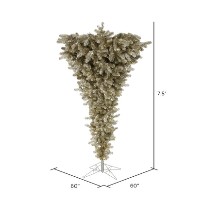 Vickerman 7.5' Champagne Upside Down Artificial Christmas Tree Unlit