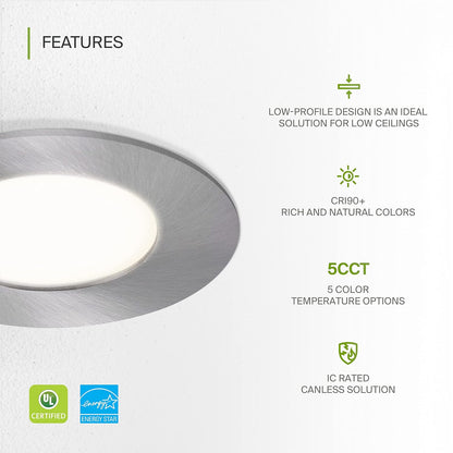 ASD Lighting LED Recessed Mini Panel Round 3inch 6W 120V Triac 2700/3000/3500/4000/5000K Nickel UL Energy Star