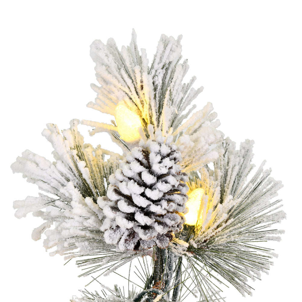 Vickerman 4' x 20" Flocked Kimball Potted Pine Artificial Christmas Tree Warm White Dura-lit LED Lights