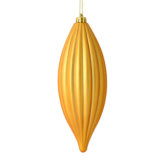 Vickerman 8" Honey Gold Matte Line Finial Ornament Pack of 4